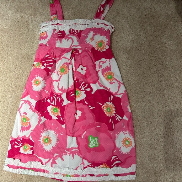 Kids Size 10 Lily Pulitzer Floral Pink and White Sundress